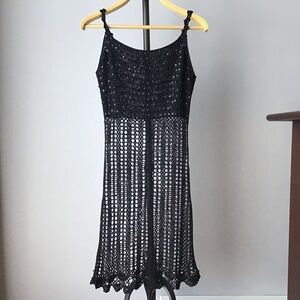 Vintage Black crochet beach swim cover up dress